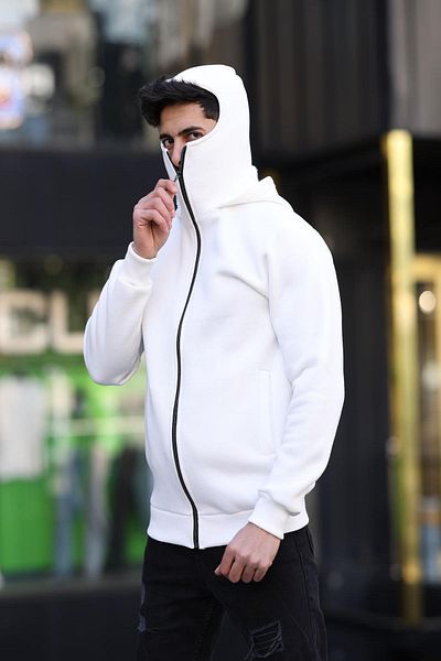 Oksit Hanorac unisex din bumbac, cu trei fire, cu glugă, cu fermoar