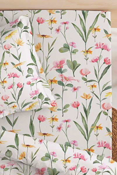 Rivaİstanbul Double Cotton Bed Sheet Botanical Motif