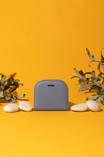 Grande 2817 Γνήσιο δέρμα Οβάλ Σχέδιο Minimal Wallet Flother Ice Blue