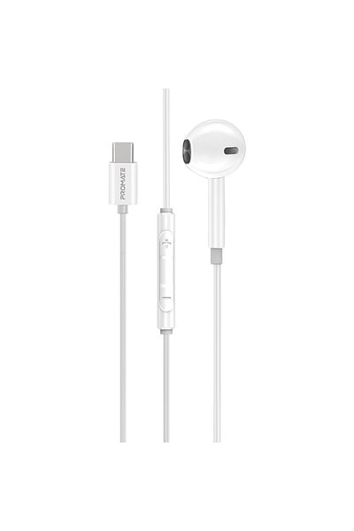 Promate Earbuds With USB-C Connector, Ergonomic In-Ear USB-C HD Mono Earphone With Mic.