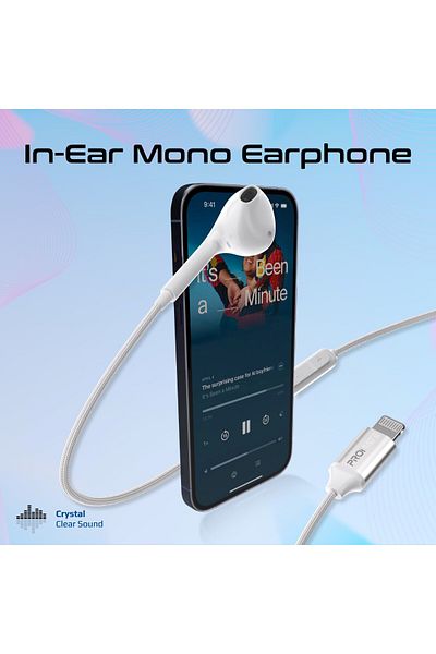 Promate Mono Earbuds With Lightning Connector, With Mic, Noise Isolation.