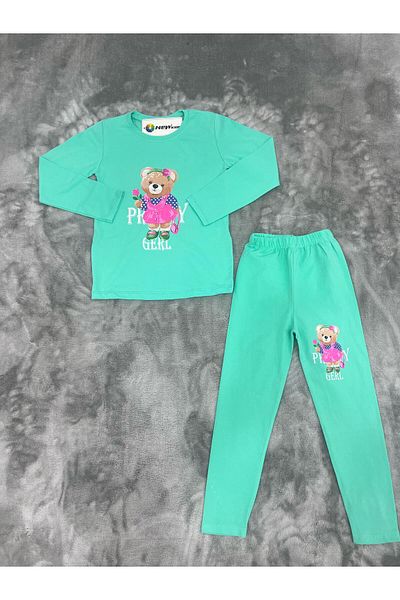 NEWKİDS 6-9 Years Old Printed Tights Combed Cotton Girls' Suit