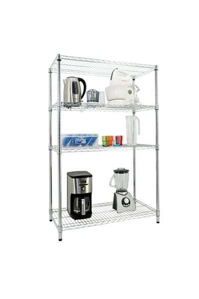 HONEYBEE Chrome Finish Durable Steel Adjustable 4-Tier Shelves Wire Rack