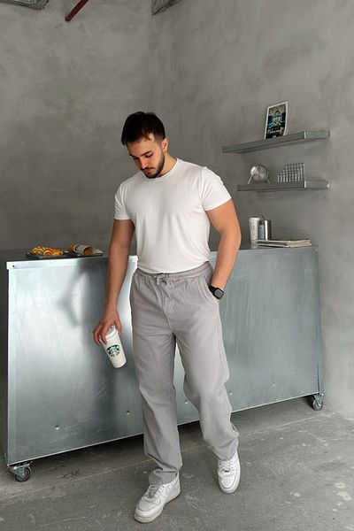 Livio Ferri Ponil Men's Cotton Regular Fit Gabardine Comfortable Fit Lace up Trousers