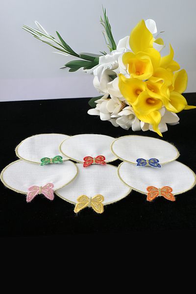 PLT Design 6 Colors Butterfly Patterned Linen Linen Coffee Side Cocktail Presentation Napkin