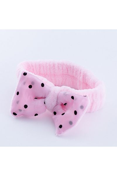 Bimotif Makeup and Bathing Hair Band, Pink Polka Dot Bow