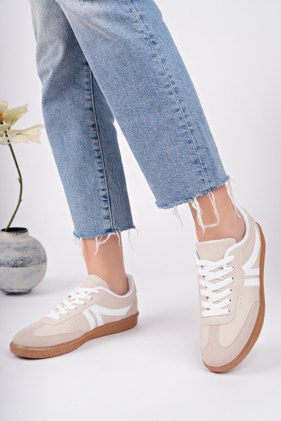 pasyone Krem Sneaker Günlük Ayakkabı