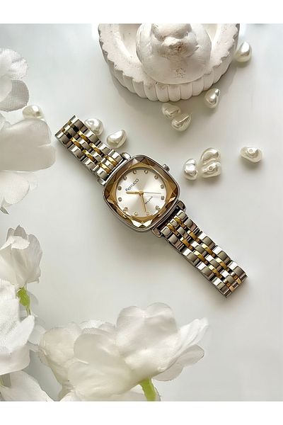 Ferrucci Ferrucci̇-(Gold&Silover) Jubilee Cord Square Case Women's Wrist Watch