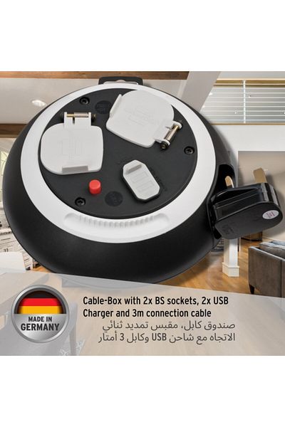 Brennenstuhl 2-Way Comfort Line Box Mini Cable Reel with USB Function 3 m