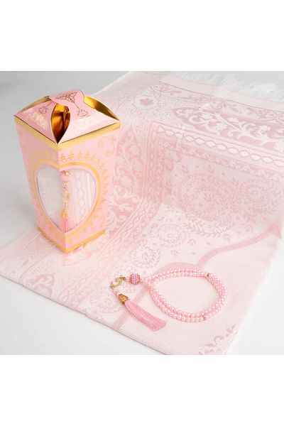 Hayrat Neşriyat Σετ δώρου Ramadan Lantern Tasbih + Χαλιά προσευχής (Κουτί Kraft Acetate, Ροζ)
