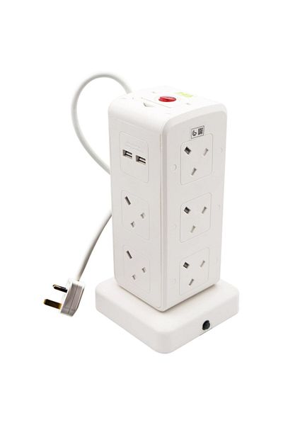 Home Best 10-Way Socket Power Extension Cord with 4-USB Ports 3m