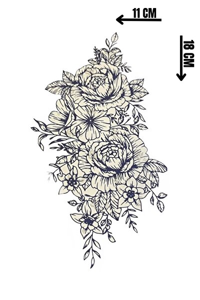 Barly 30 Gün / 1 Ay Kalıcı Çiçek Figürlü 12 Saat Sonra Kararan Geçici Dövme Tattoo