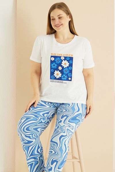 Siyah İnci Σετ πιτζάμες από βαμβακερό σχέδιο Curve Plus Size Oversize 25103761