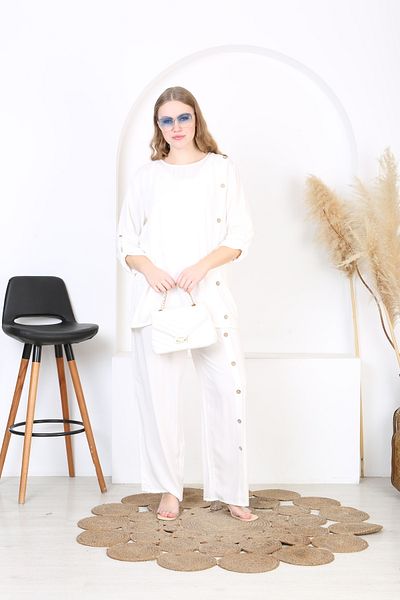 XL Modam PANTALONI MĂRIME MARE ȚESUTI DE VISCOSA DE DAMA SET TUNICĂ