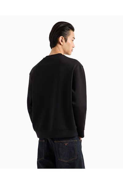Emporio Armani Men's Woven Fabric Regular Fit Round Neck Long Sleeve Black Sweatshirt Em 001126   Af10013-Uc001