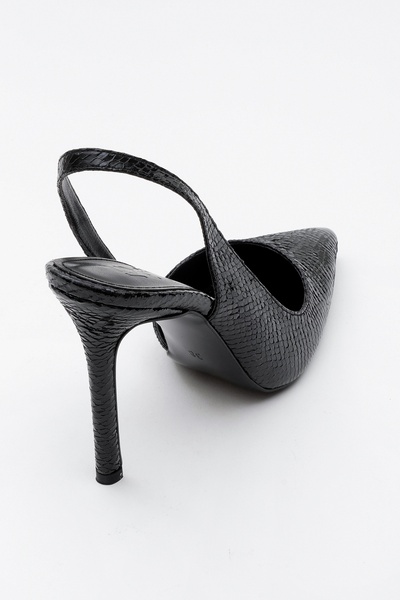 LuviShoes TWİNE Siyah Desenli Kadın Topuklu Ayakkabı