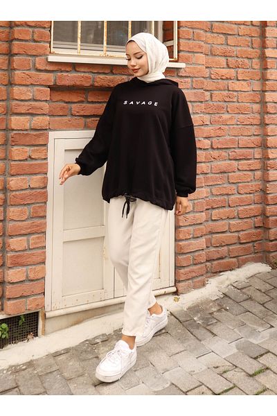 VAV HOODED OVERSIZED SWEAT - Μαύρο - Vav