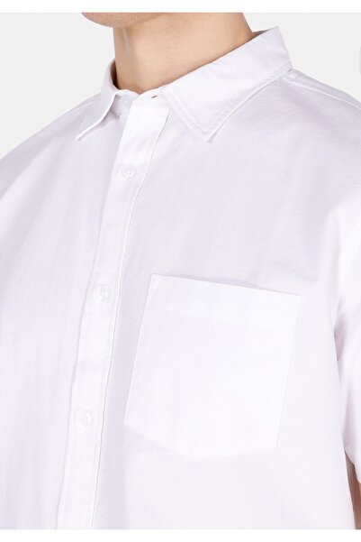 Colin's Регулярна кройка, права яка, мъжка бяла риза с къс ръкав