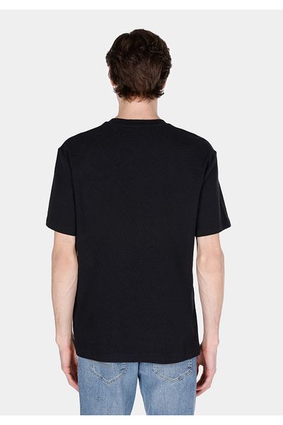 Colin's Comfort Fit Round Neck Jacquard Men's Black Short Sleeve T-Shirt