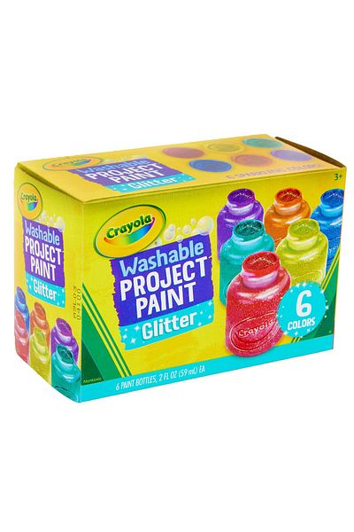 Crayola Washable Glitter Paint Great for Classroom Projects, 6 Count
