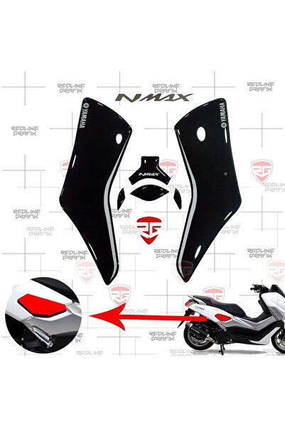 Redline Grafik Yamaha Nmax White Black Özel Tank Pad Seti+Artçı Ped