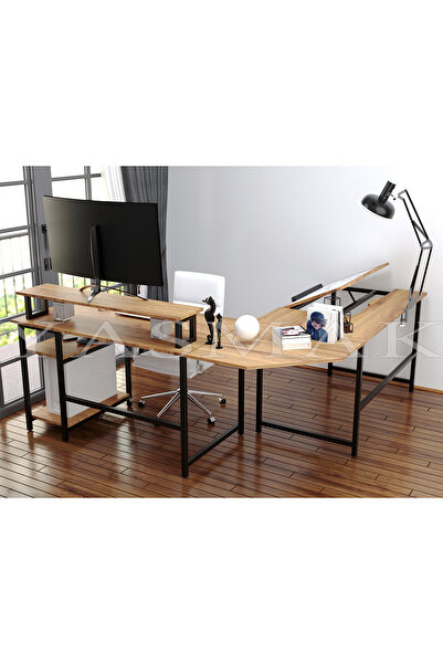 METMOBSAN L tipi Bilgisayar Çalışma Çizim Mühendis Masası 100 Model (Dıştan 1...