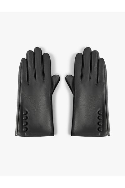 Koton Glove Faux Leather Button Nominee Dress