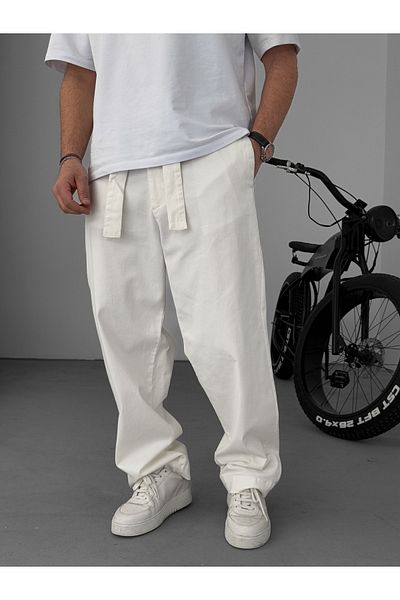 BYBASICMAN بنطال فضفاض بحزام أساسي من إكرو Ke-1006/1011