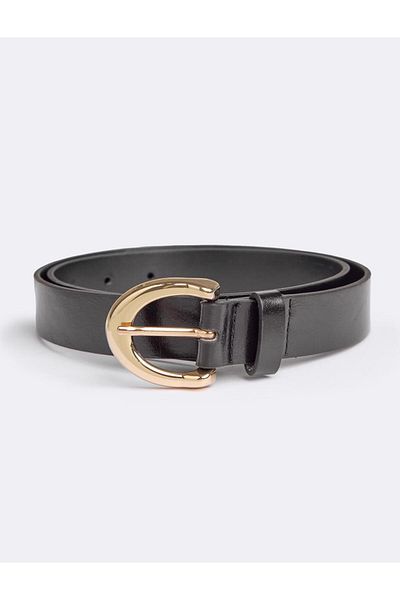 Jimmy Key Black Shiny Round Buckle Belt