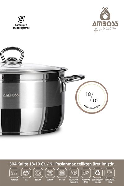 Amboss Bella 14-Piece Stainless Steel Saucepan Milk Jug Storage Container Set Compatible with All Stovetops