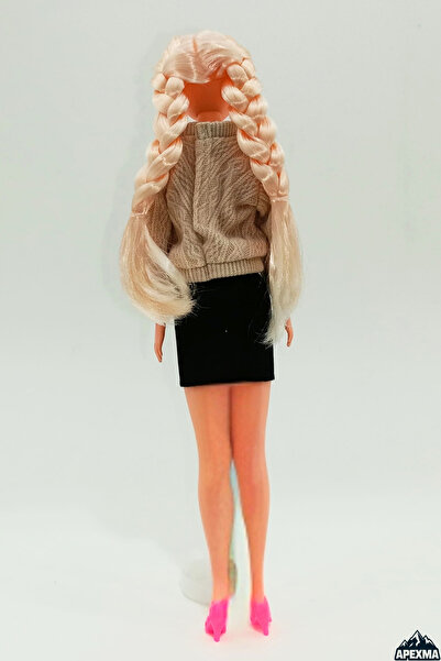 Apexma Oyuncak Kazaklı Örgü Saçlı Model Bebek 29 Cm - Hareketli Eklemli Oyuncak Bebek