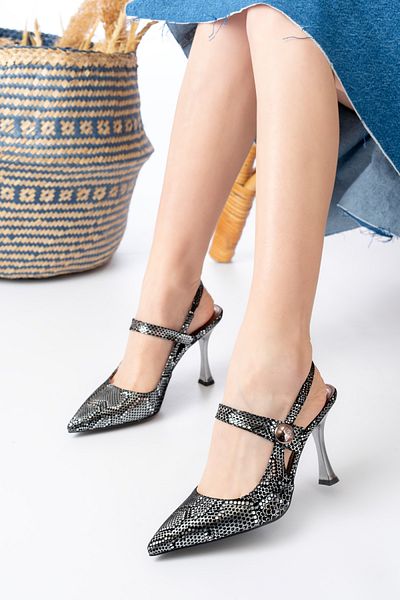 Egepass Parla Pointed Toe Single Band Stone Heel Evening Dress Elegant Design Stylish Night Shoes