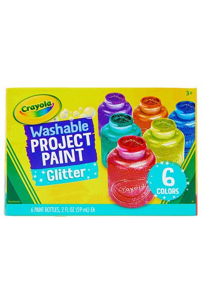Crayola Washable Glitter Paint Great for Classroom Projects, 6 Count