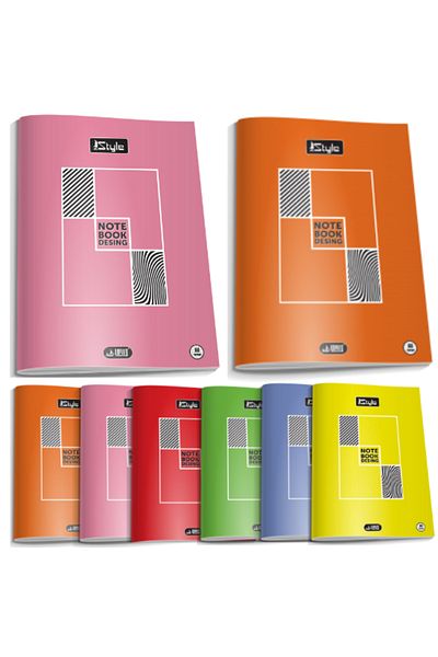Glanart 2 Pieces A4 Size Plastic Cover 40 Sheets Checkered Notebook Edge Red Striped