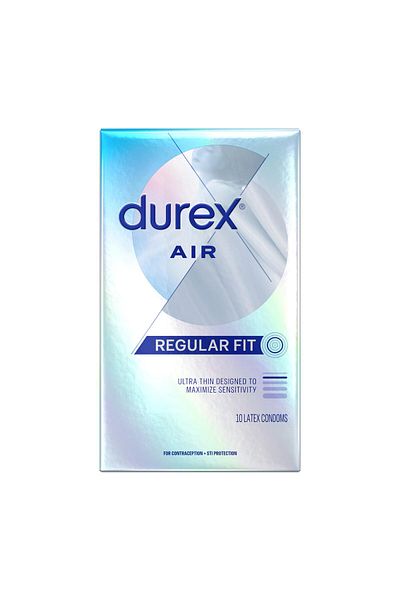 Durex Extra Thin Transparent Natural Rubber Latex Condoms, Regular Fit, FSA/HSA Eligible, 10 Count