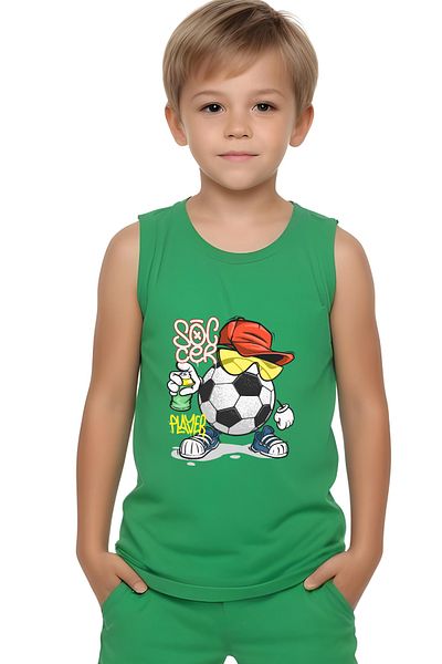panios kids Soccer Player Printed Boys' Suspender T-Shirt and Shorts Top and Bottom Set