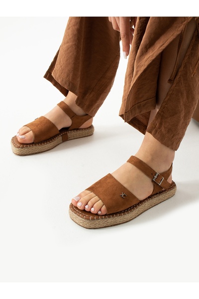 ALEMDAR AYAKKABI SNOW Taba Замшеві жіночі сандалі