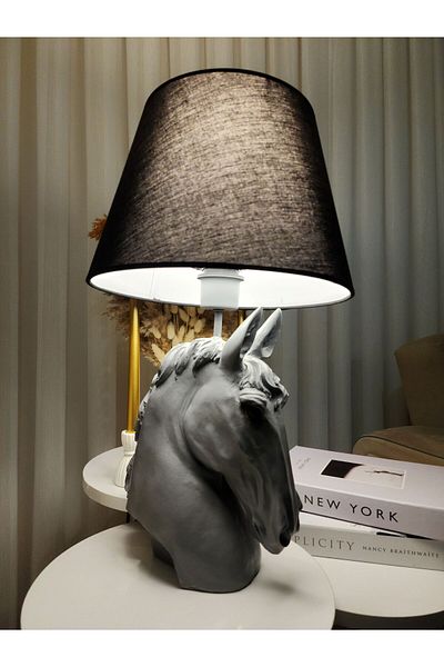 Artceal Decorative Gray Horse Figured Black Hat Lampshade Trinket