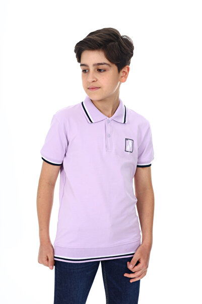 Toontoy Tricou cu imprimeu palmier cu gât polo pentru băiat