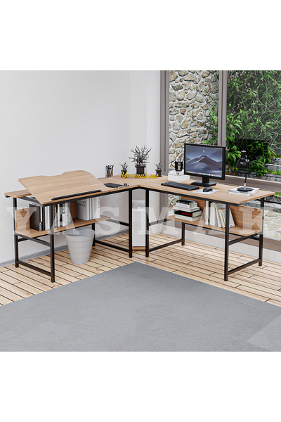 METMOBSAN L Tipi bilgisayar ve çalışma masası açılır ayarlanabilir (180x180 y...