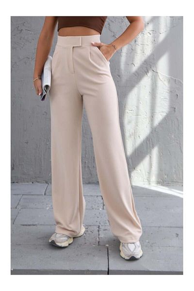 YUXSA ΓΥΝΑΙΚΕΙΟ ΠΑΝΤΕΛΟΝΙ ΨΗΛΟΜΕΣΗ VELVET SUPER FLEXIBLE FULL Lycra PALAZZO