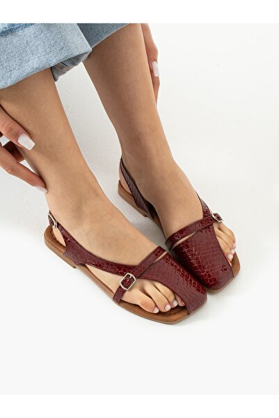 ALEMDAR AYAKKABI PERLA Klaret crvena krokodil ženska Sandale