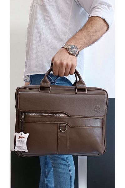 NAPPA STAR حقيبة أصلية من الجلد الطبيعي وحقيبة كمبيوتر محمول موديل فاخر بجودة خاصة (40X29.CM)