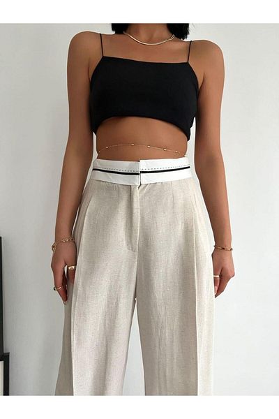 xAsprin Fashion Reverse Stitch Linen Pants Nature