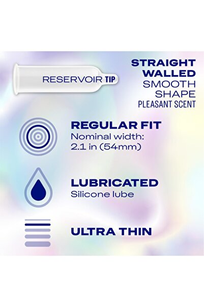 Durex Extra Thin Transparent Natural Rubber Latex Condoms, Regular Fit, FSA/HSA Eligible, 10 Count