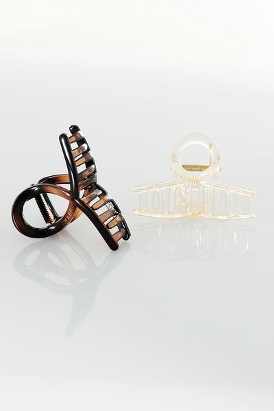 Miorre Set of 2 Transparent Patterned Shiny Non-Slip Hair Clips