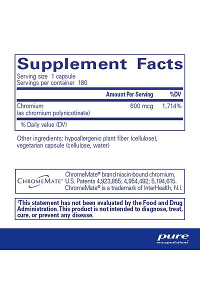 Pure Encapsulations ChromeMate GTF 600 | Supplement for Metabolism and Lean Muscle* | 180 Capsules