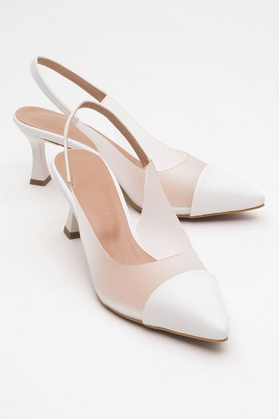LuviShoes Pantofi cu toc pentru femei MOORE, alb, transparent, cu vârf ascuțit