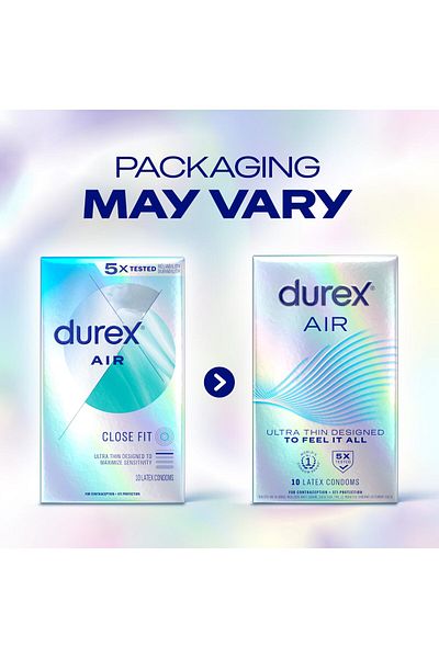 Durex Extra Thin Transparent Natural Rubber Latex Condoms, Regular Fit, FSA/HSA Eligible, 10 Count