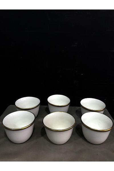 DECOSTYLE Porcelain Gold Glass Coffee and Mirra Cup (6 Li)